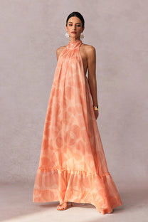 Printed Halter Neck Maxi Dress