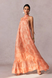 Printed Halter Neck Maxi Dress