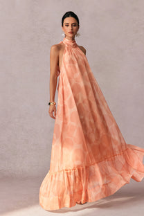 Printed Halter Neck Maxi Dress