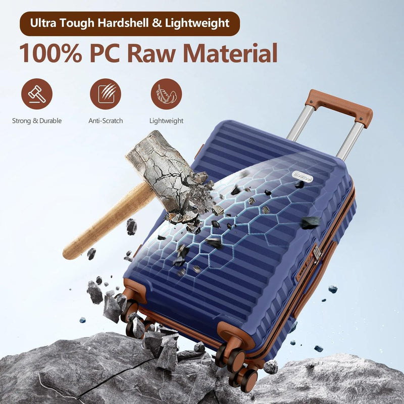 3-Piece Expandable Polycarbonate Luggage Set with Spinner Wheels