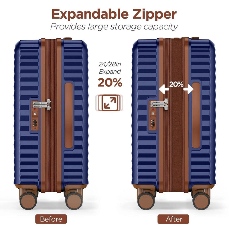3-Piece Expandable Polycarbonate Luggage Set with Spinner Wheels