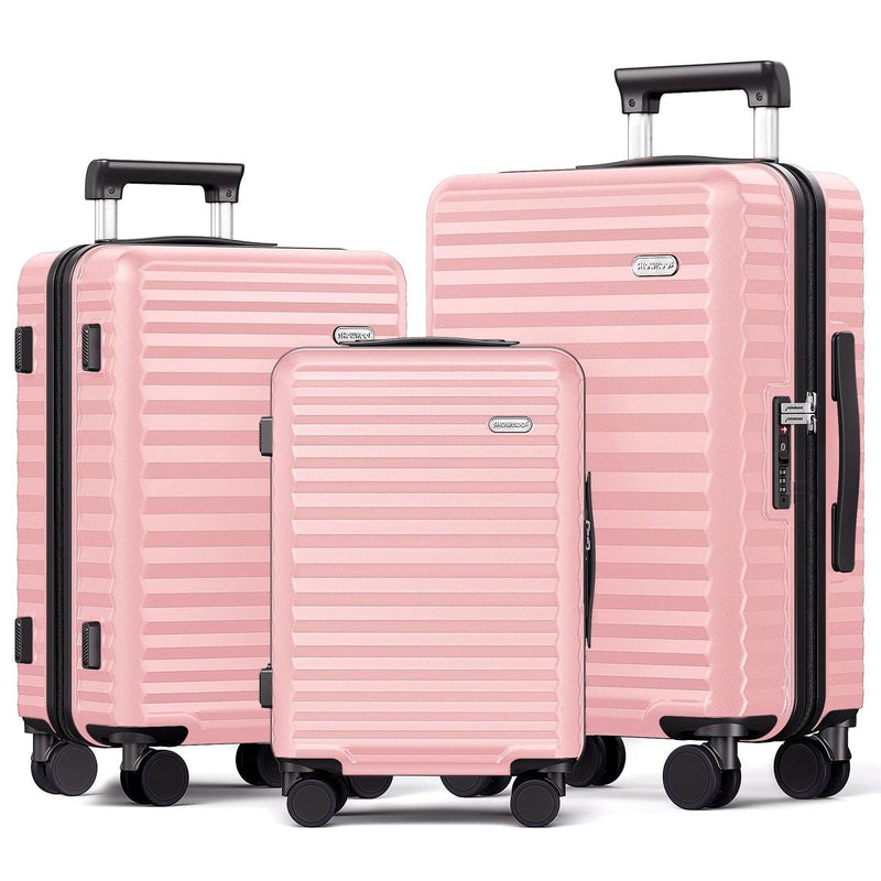 3-Piece Expandable Polycarbonate Luggage Set with Spinner Wheels