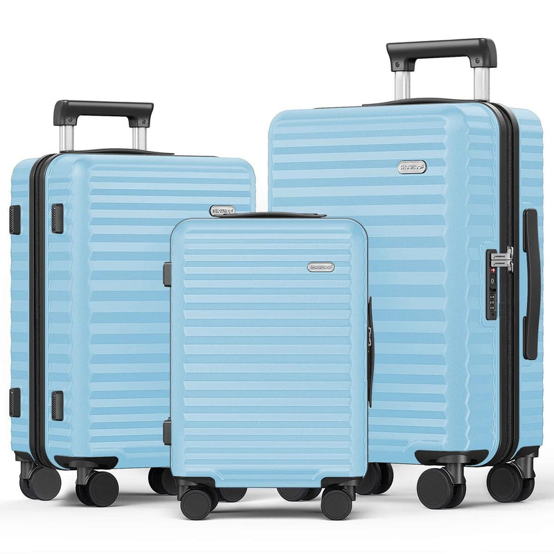 3-Piece Expandable Polycarbonate Luggage Set with Spinner Wheels