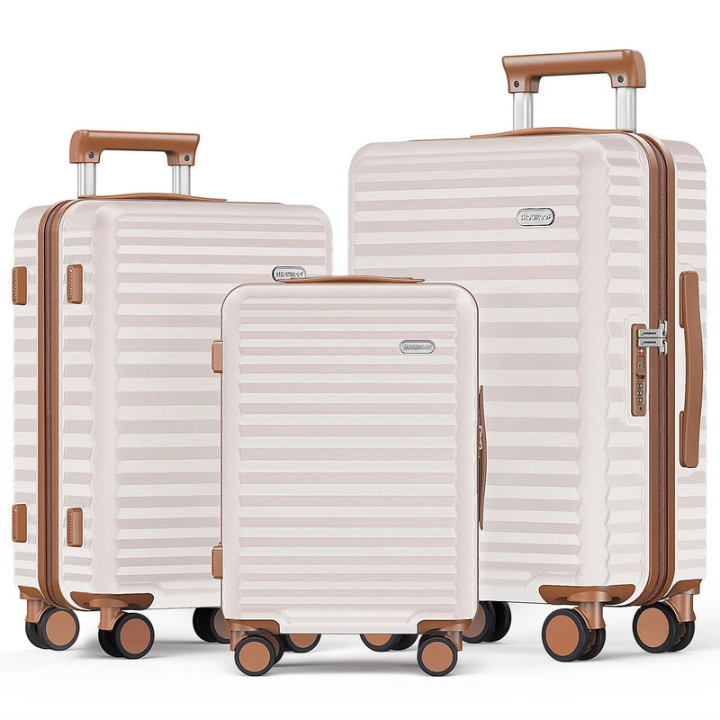 3-Piece Expandable Polycarbonate Luggage Set with Spinner Wheels