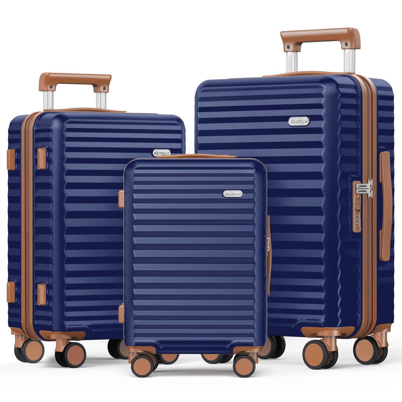 3-Piece Expandable Polycarbonate Luggage Set with Spinner Wheels