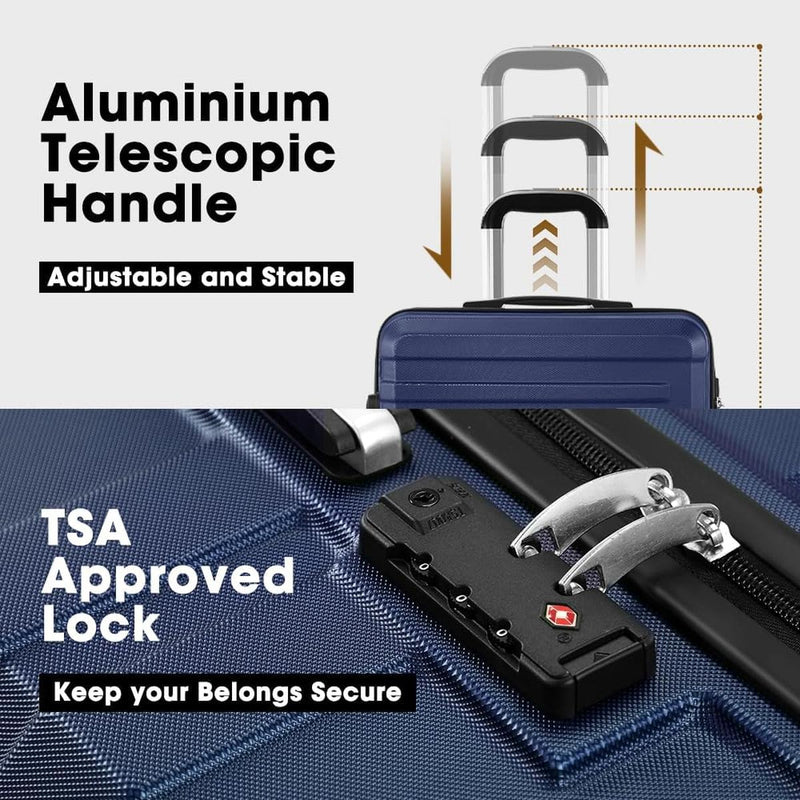 3-Piece Hard Shell Spinner Luggage Set With TSA Lock And Organised Interior