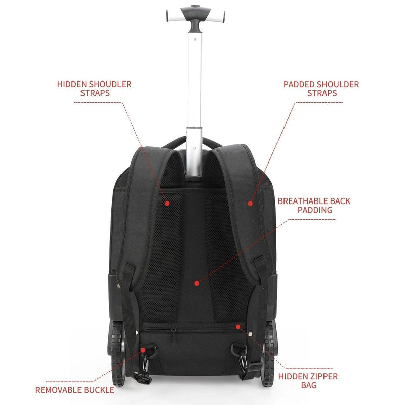 3-in-1 Laptop Backpack Trolley Suitcase With Padded Compartment
