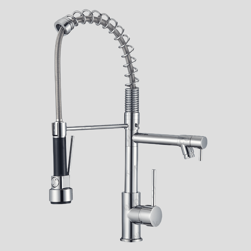 360° Swivel Kitchen Faucet With Dual Spray Options Chrome Finish
