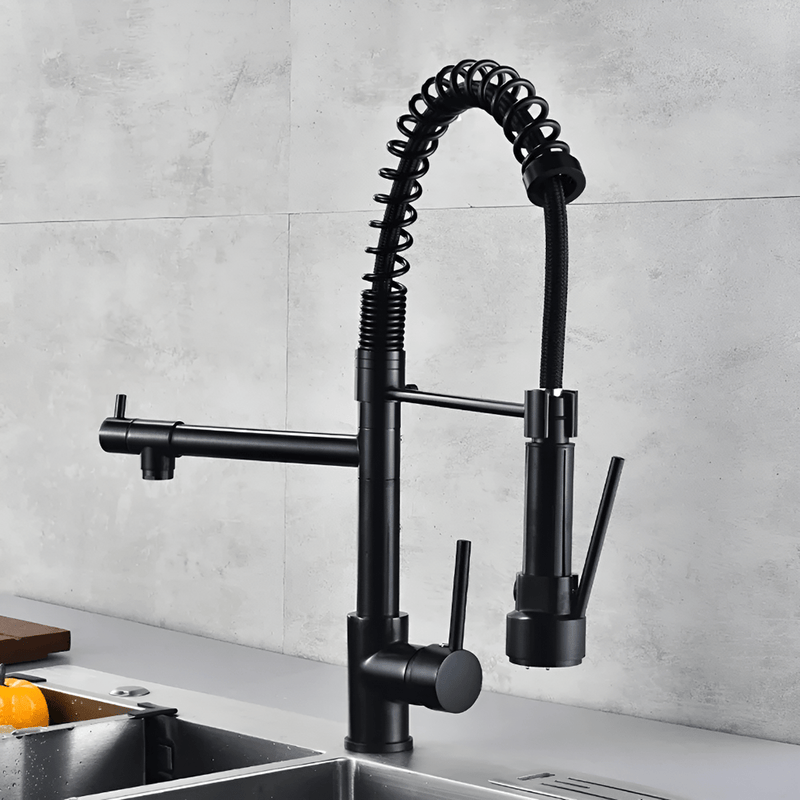 360° Swivel Kitchen Faucet With Dual Spray Options Chrome Finish