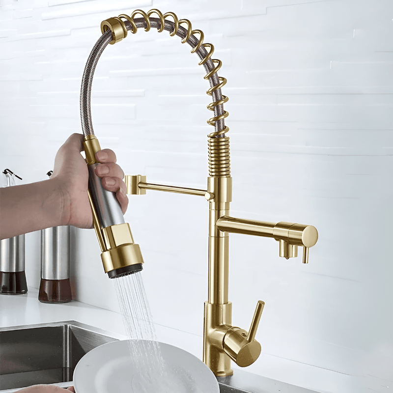 360° Swivel Kitchen Faucet With Dual Spray Options Chrome Finish