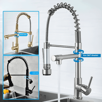 360° Swivel Kitchen Faucet With Dual Spray Options Chrome Finish