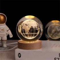 3D Crystal Ball Music Box with LED Light and Wooden Base