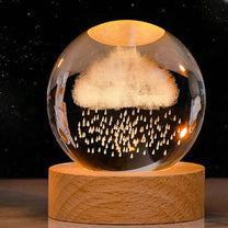 3D Crystal Ball Music Box with LED Light and Wooden Base