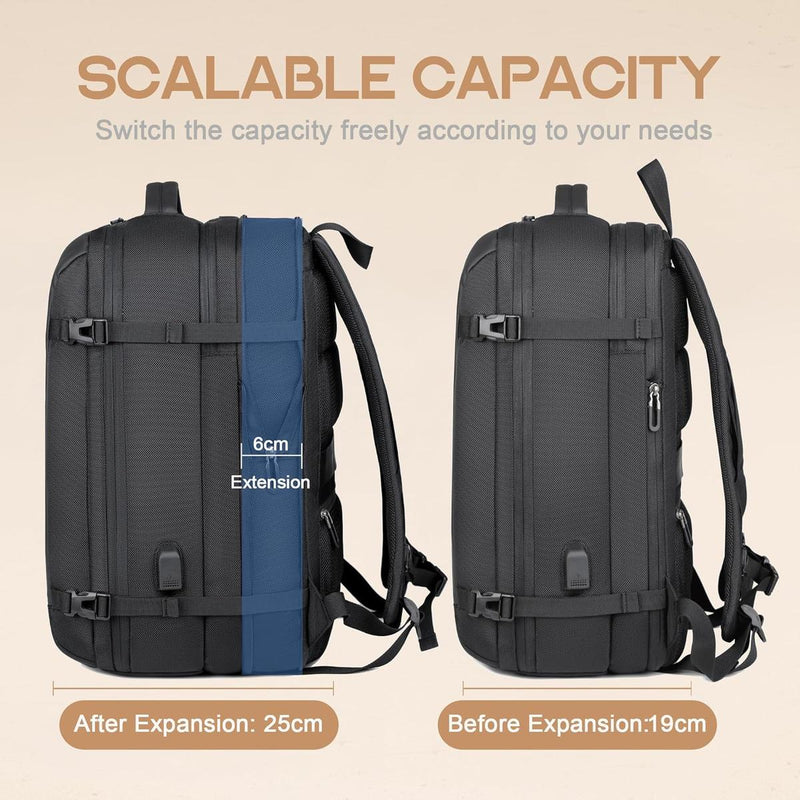 40L Expandable Waterproof Travel Backpack With USB Port And 17” Laptop Compartment - Buy One Get One Free
