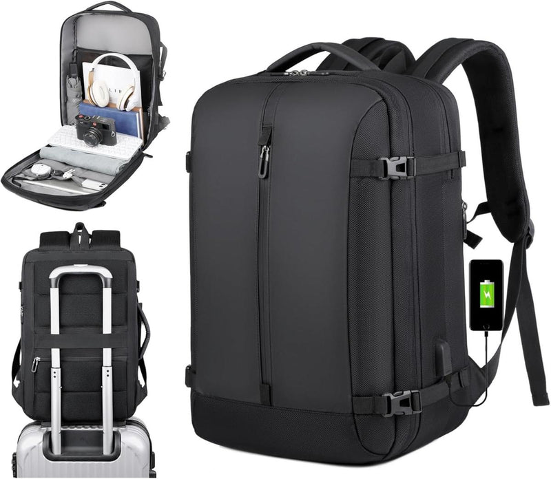 40L Expandable Waterproof Travel Backpack With USB Port And 17” Laptop Compartment - Buy One Get One Free
