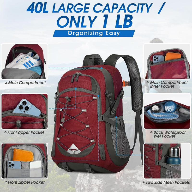 40L Waterproof Hiking And Camping Rucksack – Lightweight, Foldable, 2 For 1 Offer
