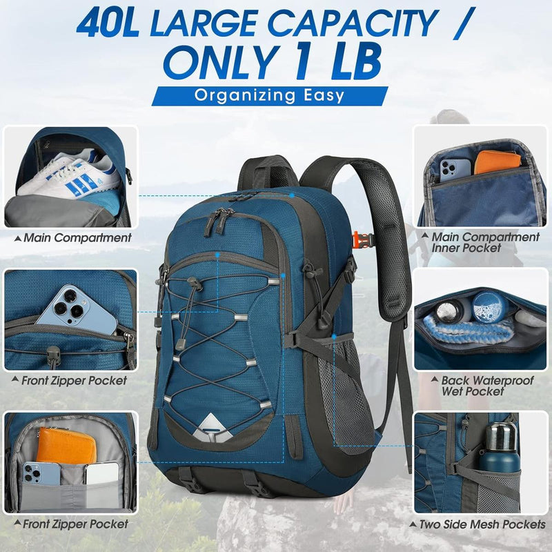 40L Waterproof Hiking And Camping Rucksack – Lightweight, Foldable, 2 For 1 Offer