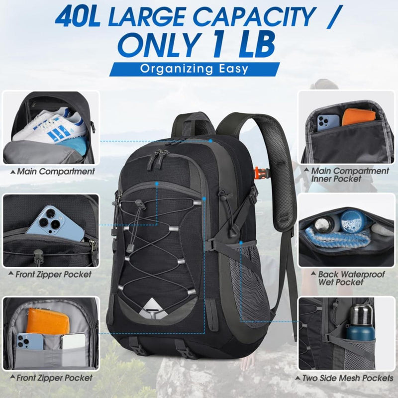 40L Waterproof Hiking And Camping Rucksack – Lightweight, Foldable, 2 For 1 Offer