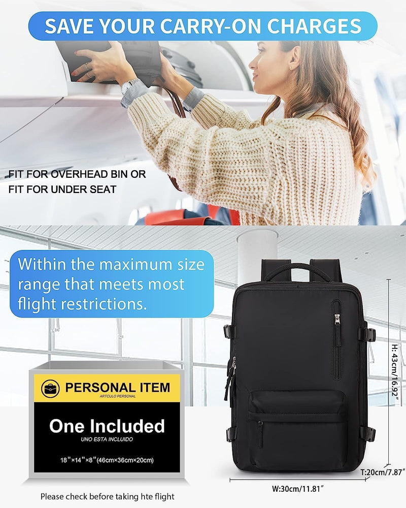 40L Waterproof Travel Backpack With Shoe Compartment And USB Charging Port For 14-Inch Laptops