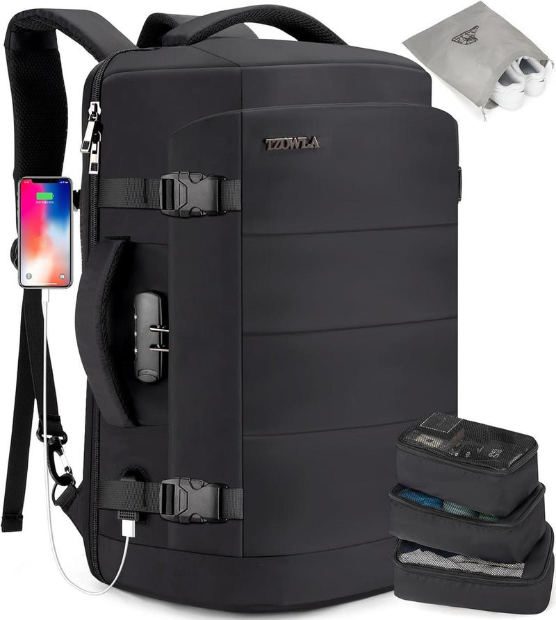40L Waterproof Travel Laptop Backpack With USB Charging Port And Theft Protection
