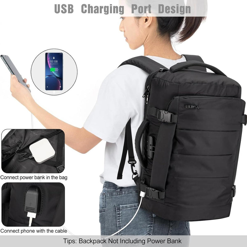 40L Waterproof Travel Laptop Backpack With USB Charging Port And Theft Protection