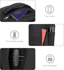 40L Waterproof Travel Laptop Backpack With USB Charging Port And Theft Protection