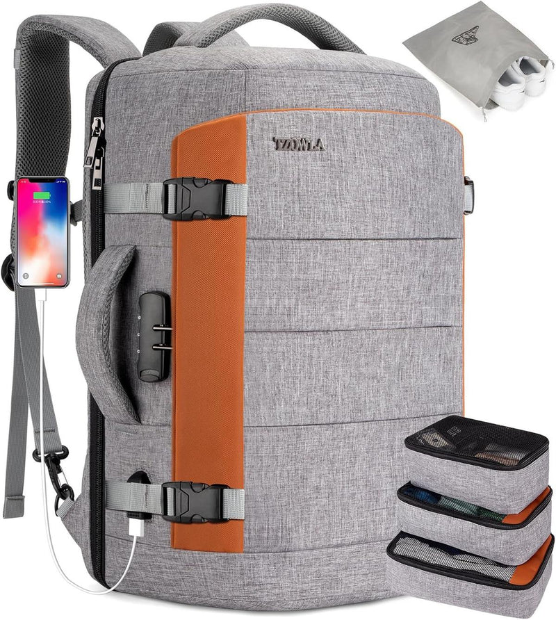 40L Waterproof Travel Laptop Backpack With USB Charging Port And Theft Protection