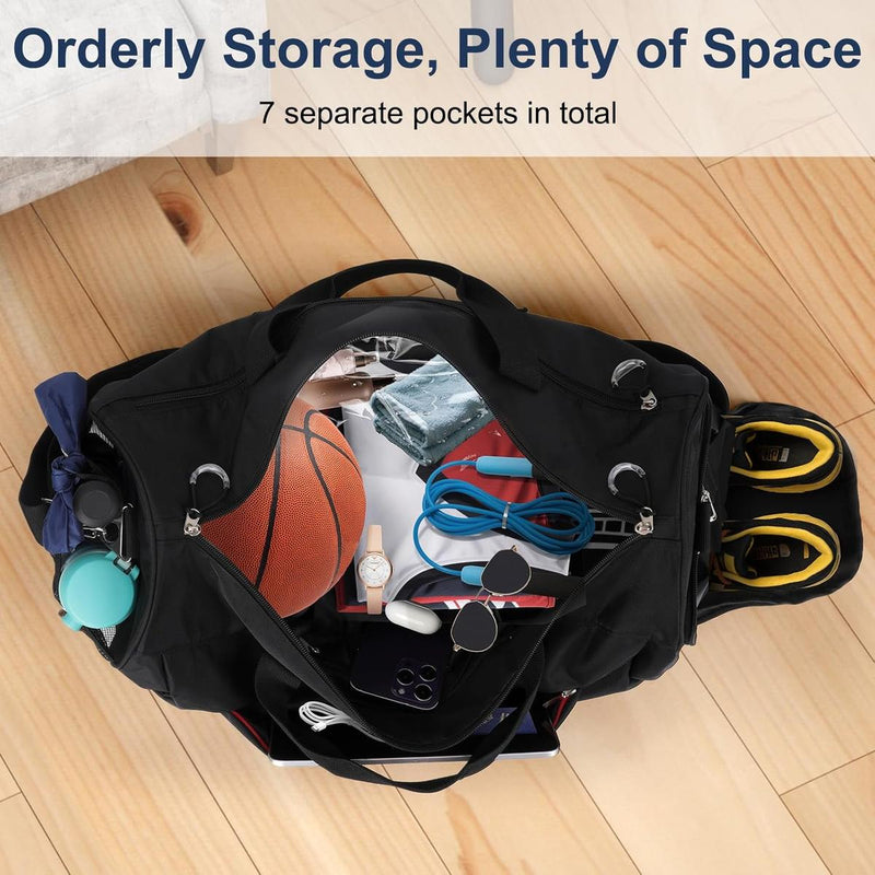 45L Waterproof Sports Duffel Bag With Shoe Compartment And Wet Pocket