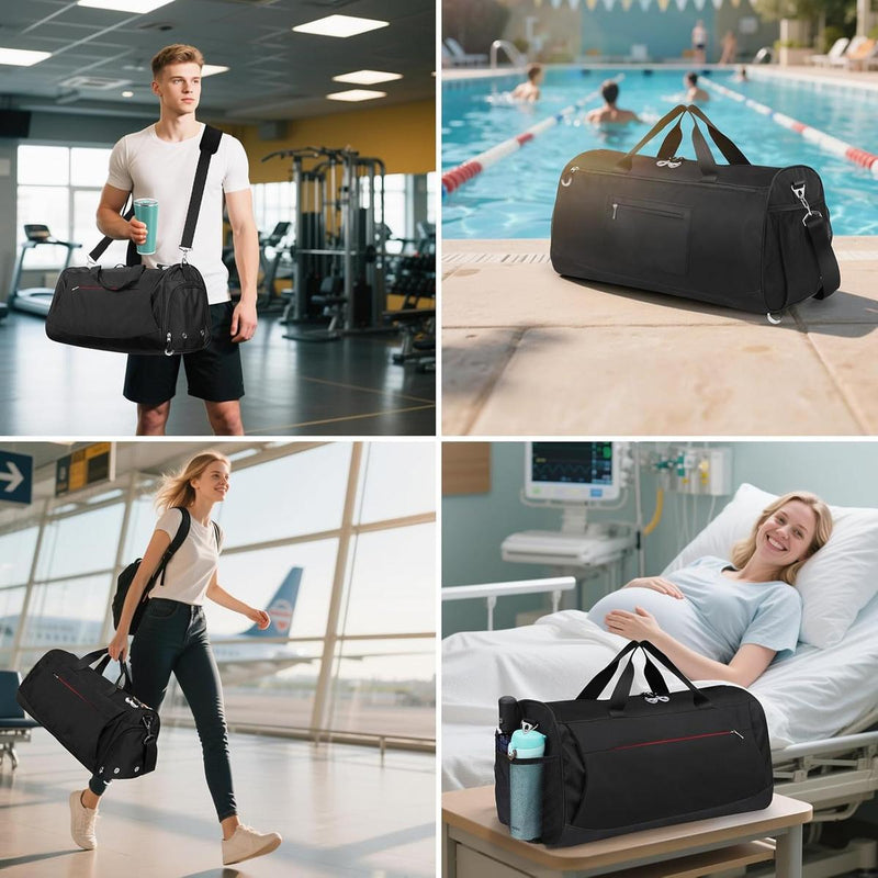 45L Waterproof Sports Duffel Bag With Shoe Compartment And Wet Pocket