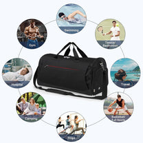 45L Waterproof Sports Duffel Bag With Shoe Compartment And Wet Pocket