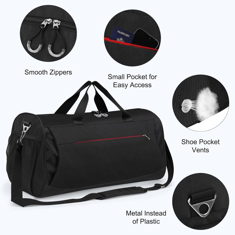 45L Waterproof Sports Duffel Bag With Shoe Compartment And Wet Pocket