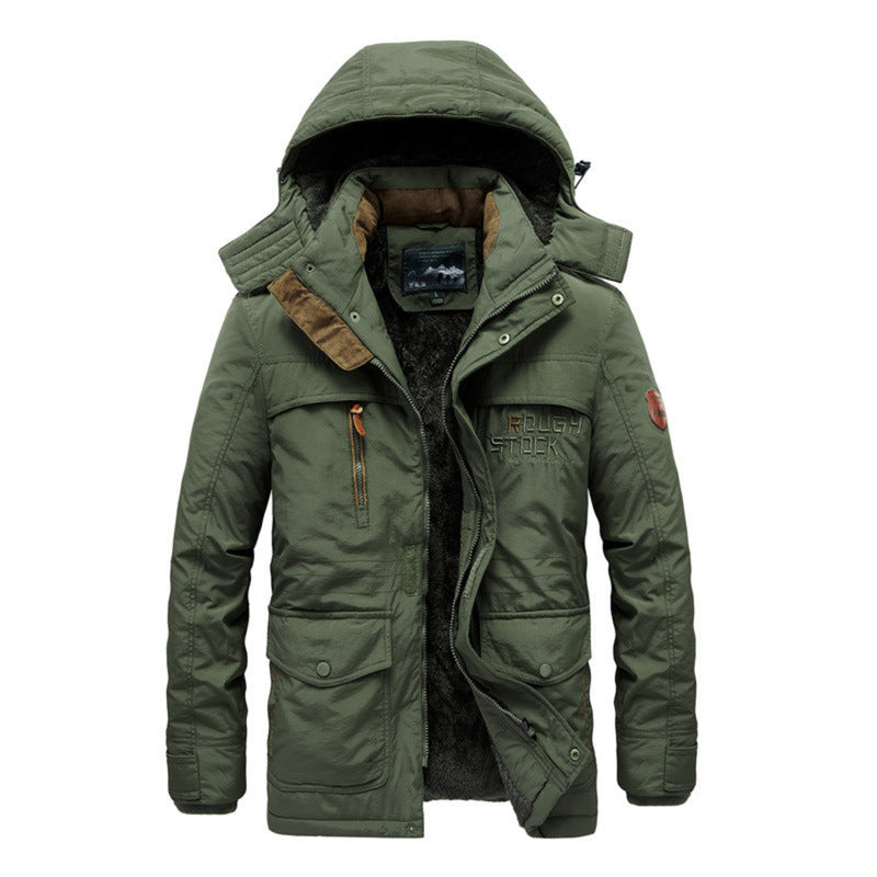 Men&#39;s Winter Parka With Fleece Lining And Faux Fur Hood