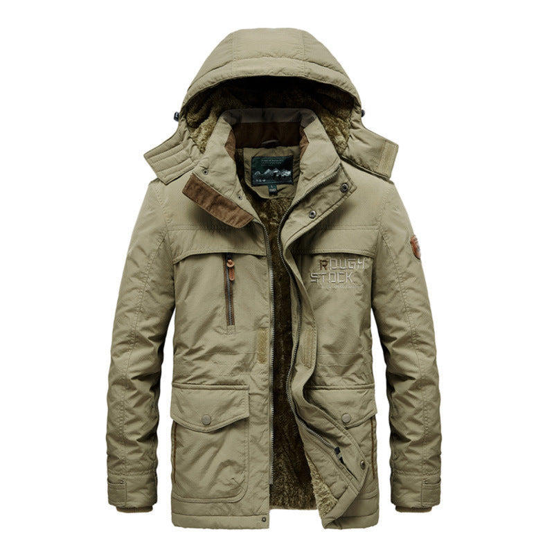 Men&#39;s Winter Parka With Fleece Lining And Faux Fur Hood