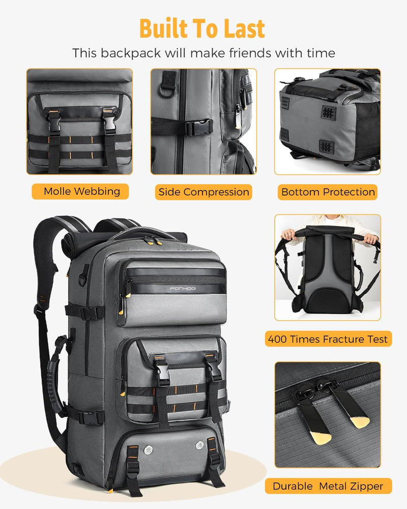 50L Convertible Travel Backpack With Shoe Compartment And USB Port