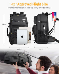 50L Travel Backpack With Shoe Compartment And USB Charging Port