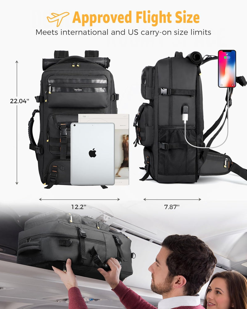50L Travel Backpack With Shoe Compartment And USB Charging Port