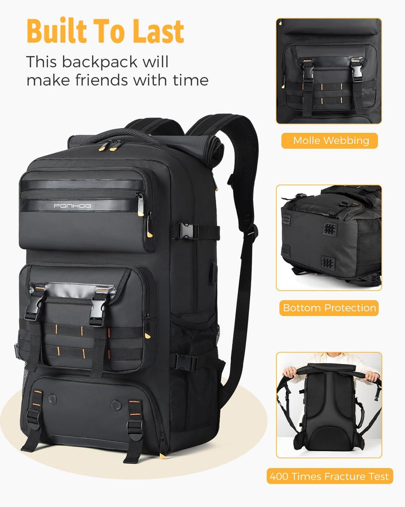 50L Travel Backpack With Shoe Compartment And USB Charging Port
