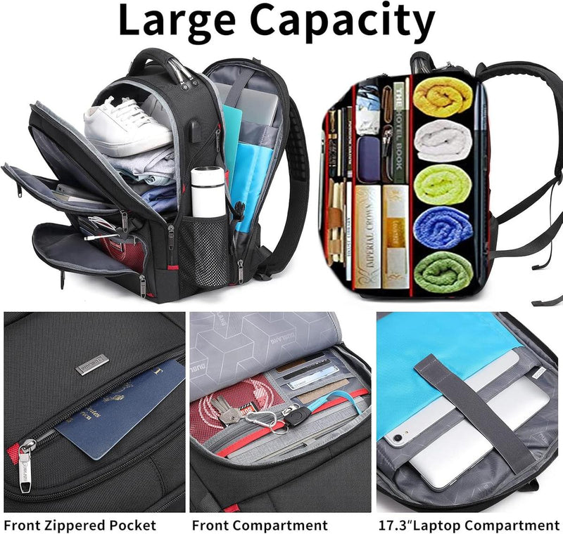 50L Waterproof Extra Large Travel Laptop Backpack With USB Charging Port