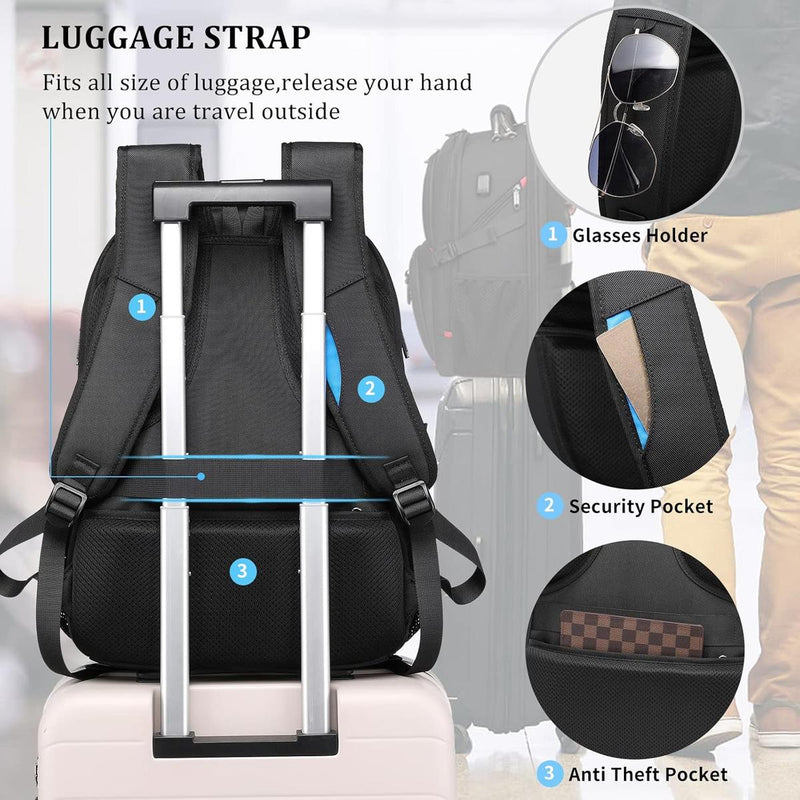 50L Waterproof Extra Large Travel Laptop Backpack With USB Charging Port