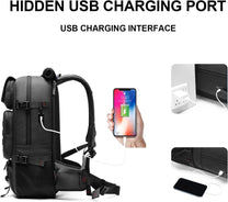 50L Waterproof Travel Backpack With Shoe Compartment And USB Charging Port