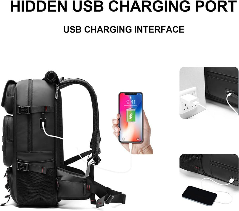 50L Waterproof Travel Backpack With Shoe Compartment And USB Charging Port