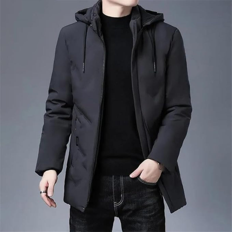 Hooded Mid-Length Coat For Men