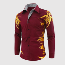 Slim Fit Long-Sleeve Shirt With Golden Accents