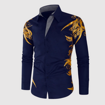 Slim Fit Long-Sleeve Shirt With Golden Accents