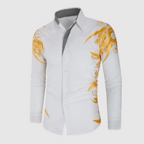 Slim Fit Long-Sleeve Shirt With Golden Accents