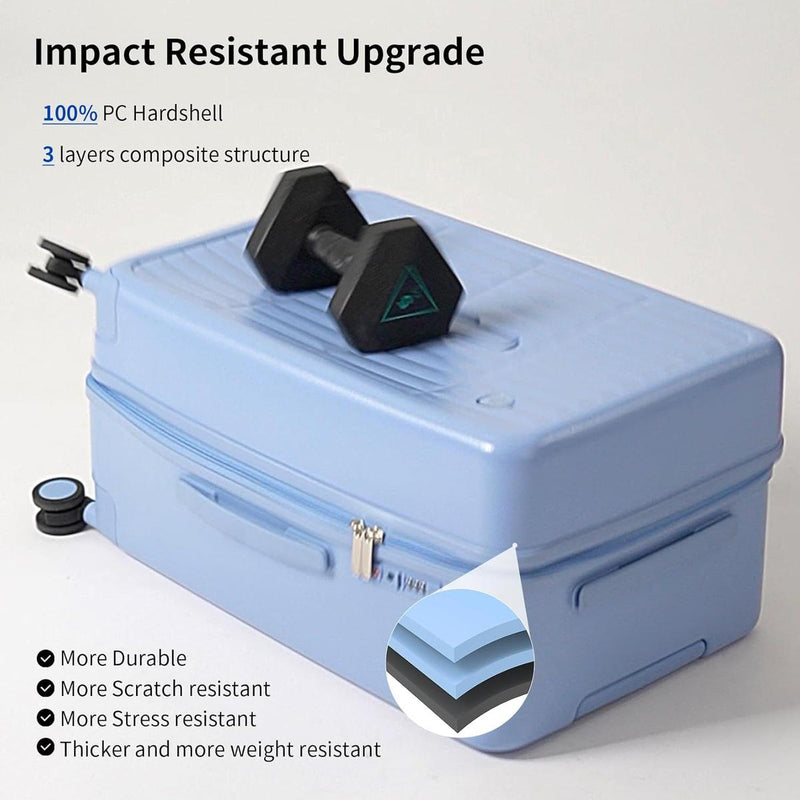 55 Cm Cabin Luggage With 3:7 Split Design And Durable PC Hard Shell