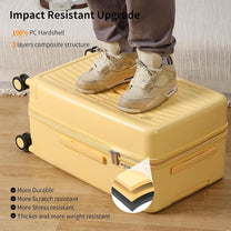 55 Cm Cabin Luggage With 3:7 Split Design And Durable PC Hard Shell