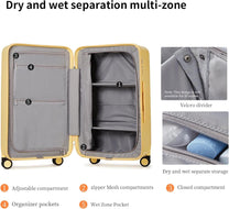 55 Cm Cabin Luggage With 3:7 Split Design And Durable PC Hard Shell