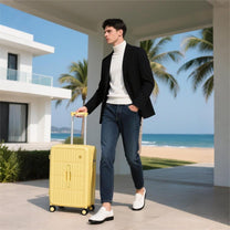 55 Cm Cabin Luggage With 3:7 Split Design And Durable PC Hard Shell