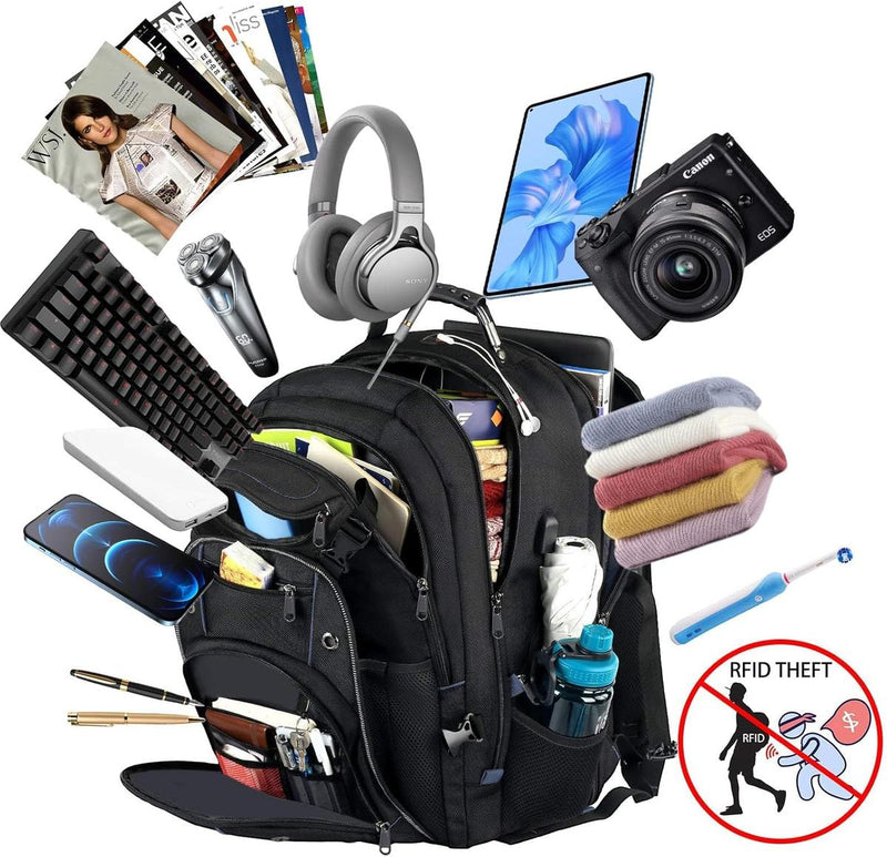 55L Extra-Large Travel Laptop Backpack With USB Charging And RFID Protection